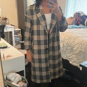 Fashionova plaid trench coat jacket